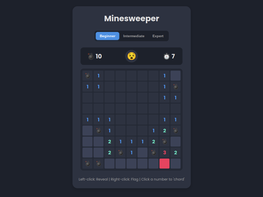 Minesweeper project screenshot